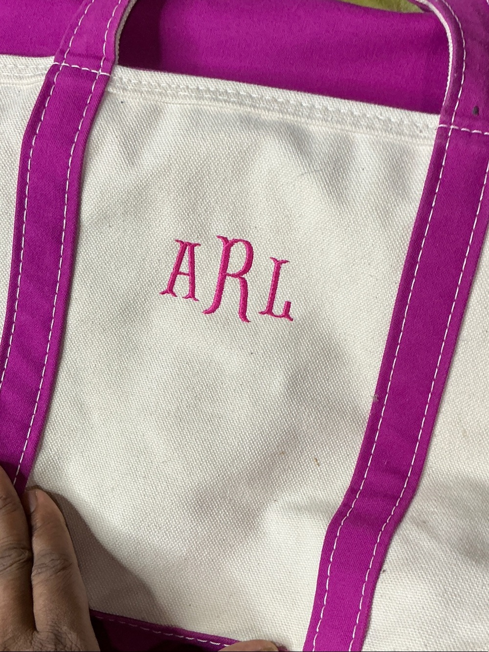 L.L. Bean Canvas Tote with Pink Trim - Picture 11 of 12